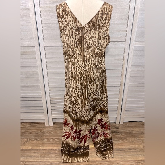 WHITE STAG Vintage Maxi Dress Sleeveless Brown Leopard/Tropical Print-16/18 - Picture 4 of 4